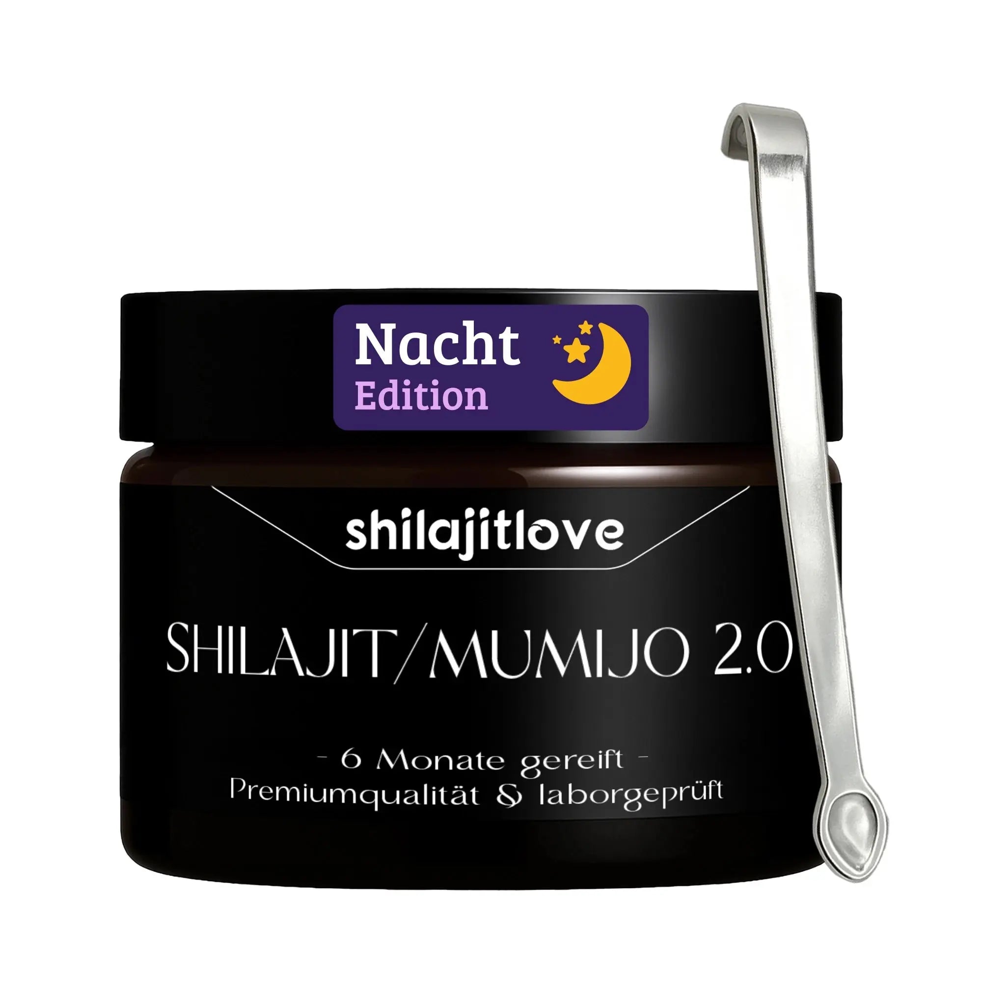 shilajitlove SHILAJIT MUMIJO 2.0 Nacht-Edition im Glas mit Dosierlöffel, 6 Monate gereift und laborgeprüft.