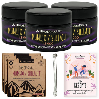 Premium 3er-Set Shilajit inkl. Dosierlöffel, 90 g (300 Portionen)